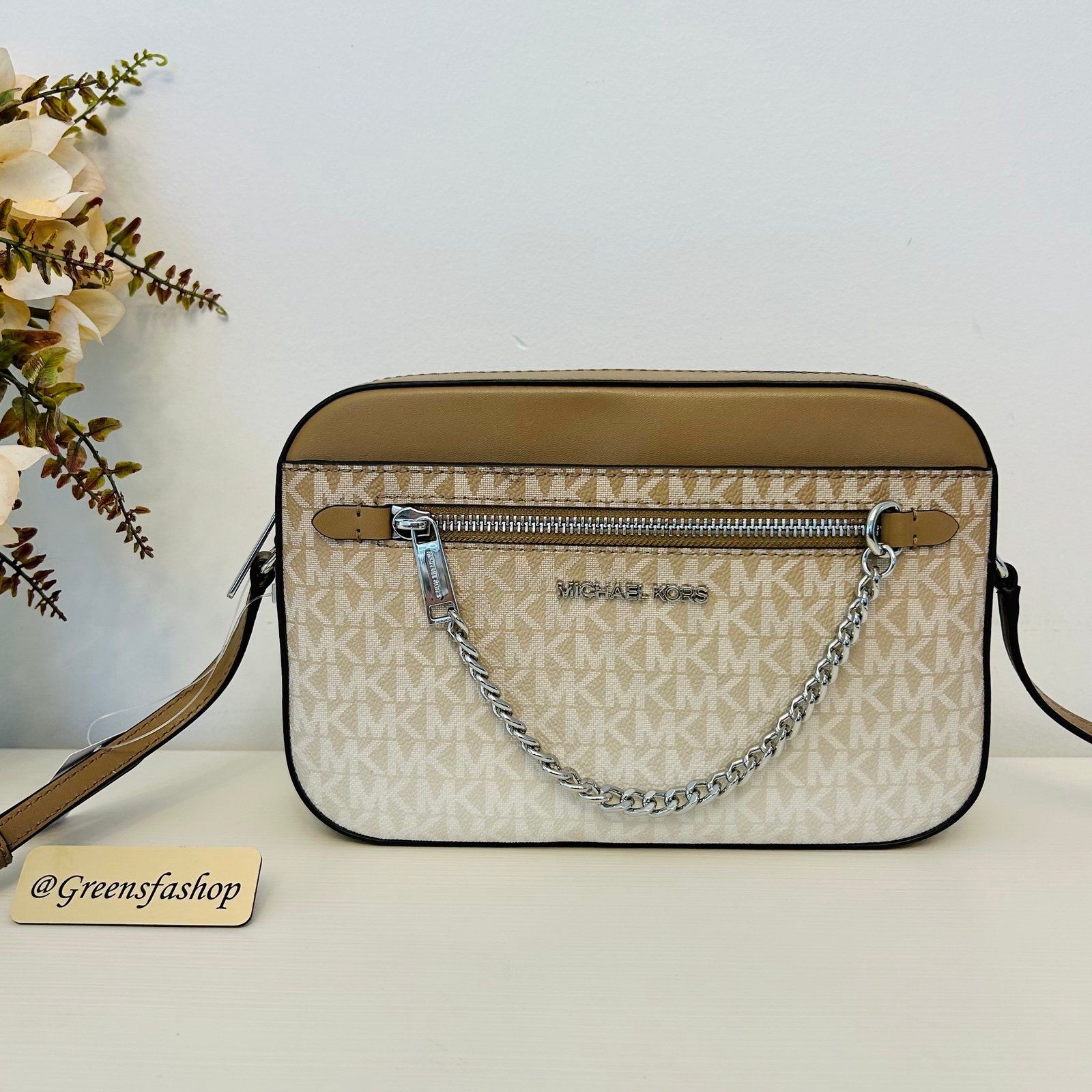 Michael Kors Purse Jet Set Ombr Signature Logo Crossbody Body Bag Husk